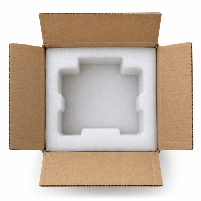Transportverpackung mit PE-Schaumstoffeinlage von oben — Befoam